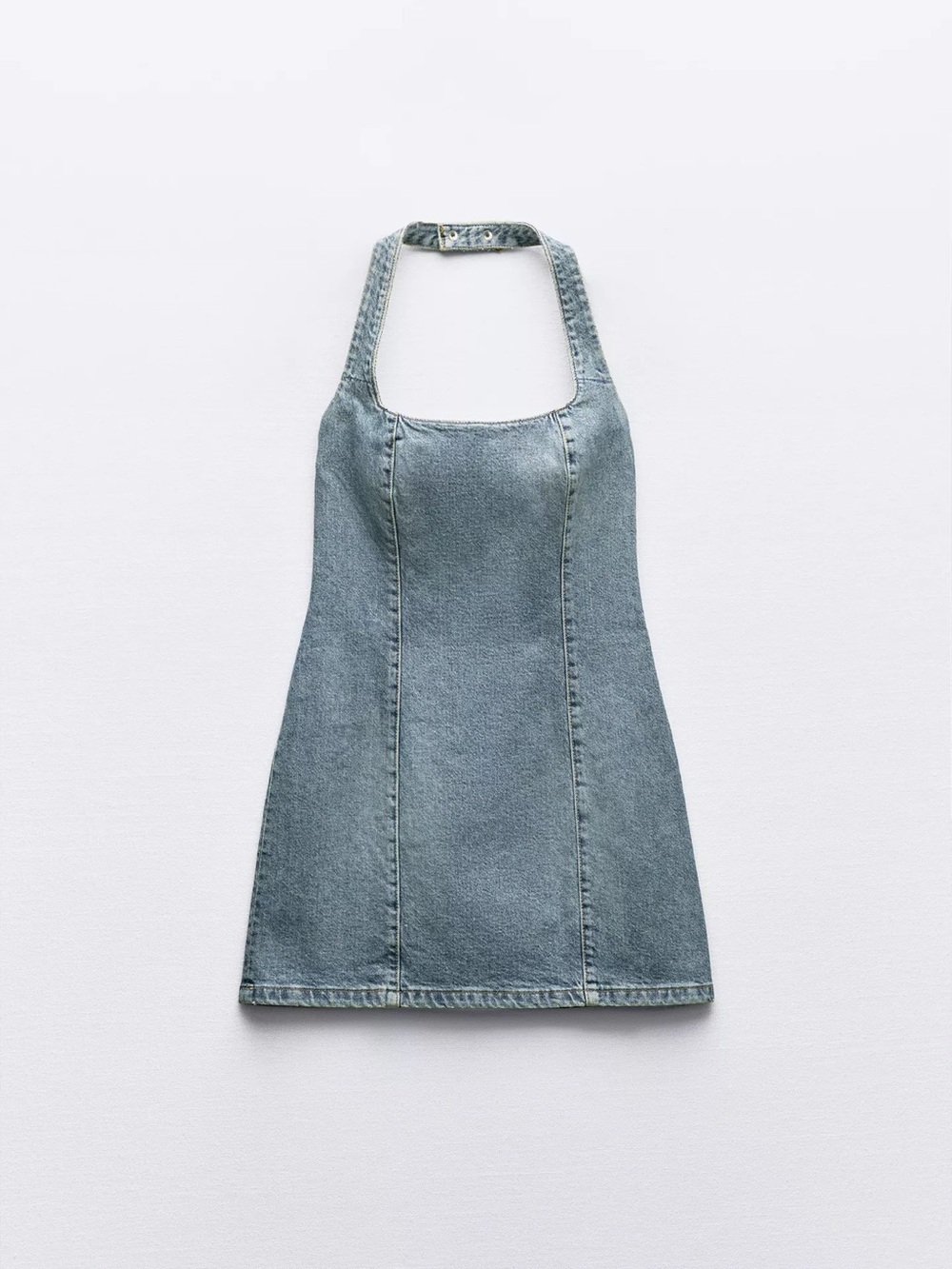 Zara TRF Halter Neck Denim Dress